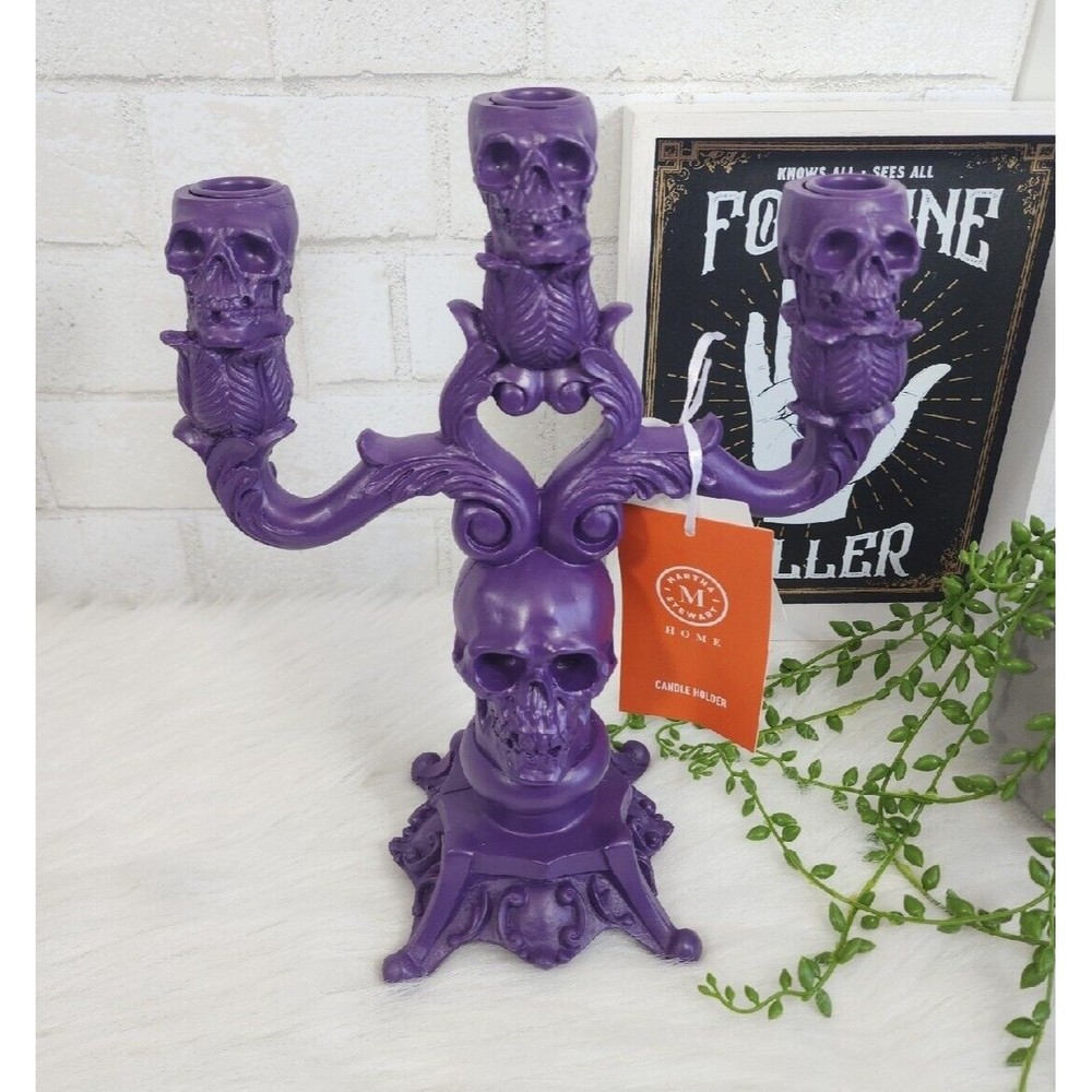 Martha Stewart Purple Skull Three-Arm Candle Holder